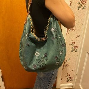 Lucky Brand Italian Leather Floral Tote Bag